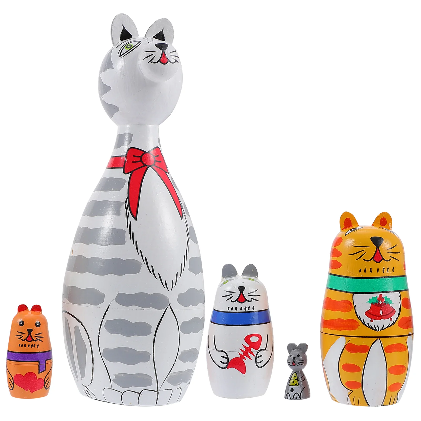 

5 Pcs The Gift Animal Matryoshka Russian Blank Wooden Cartoon Toy Nesting Dolls
