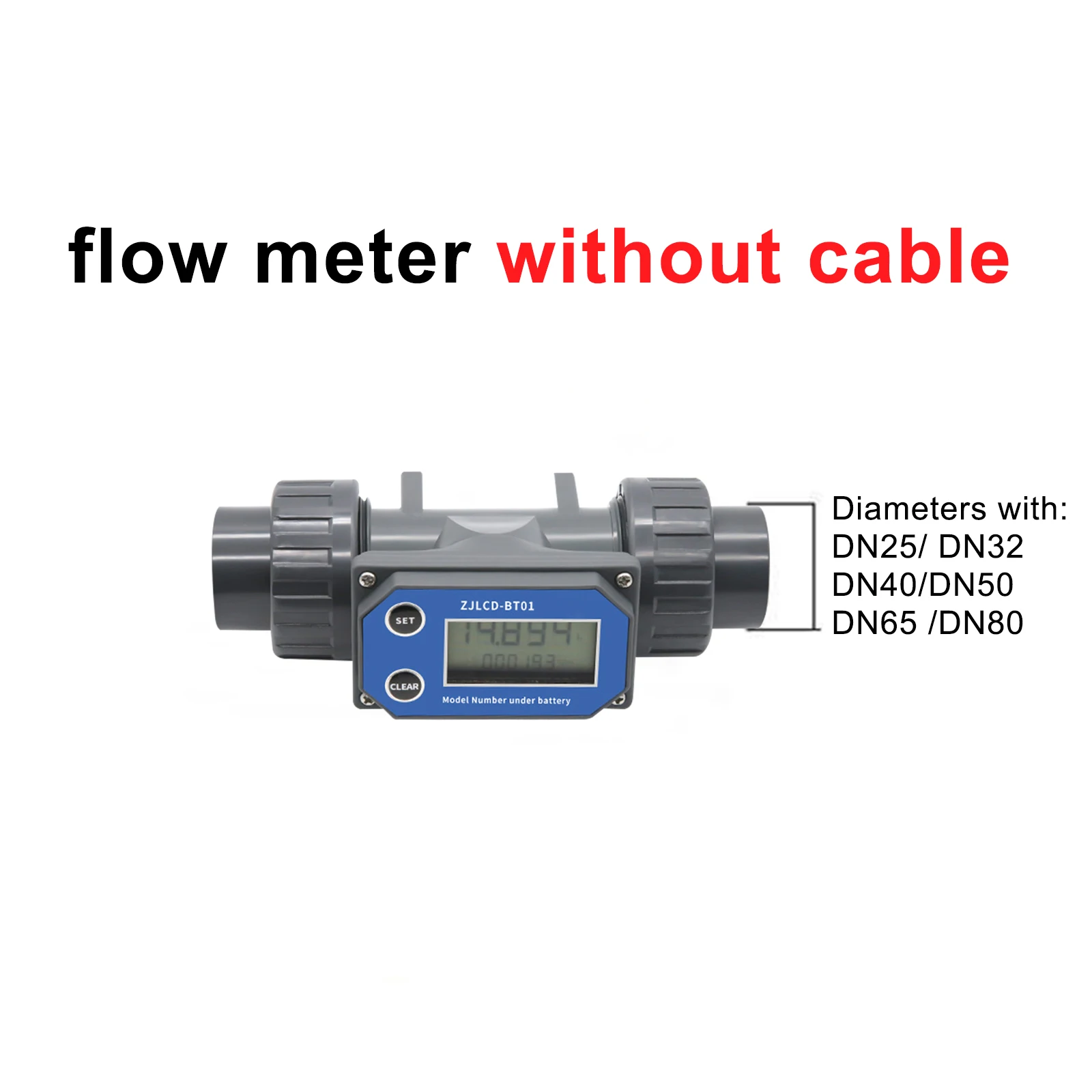 DN15-DN80 Digital LCD Display Turbine Flow Meter ZJPVC-BT01 PVC Pipe Liquid Water Gauge Flow Meter For Farm/Garden Irrigation