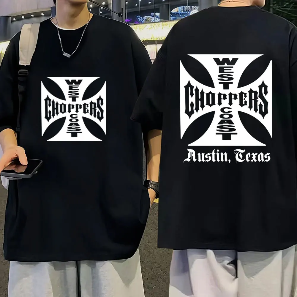 West Coast Iron Cross Choppers T-Shirt Black Fashion Cool Maglietta Da Uomo Unisex Accogliente Cotone Magliette Oversize Harajuku Streetwear