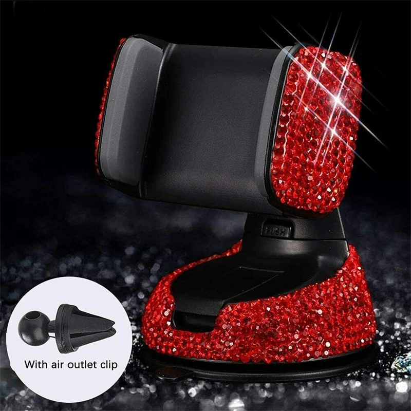 

Diamond Bling Car Cell Phone Holder Girl Rhinestone Crystal Mount Universal Fit Mobile Holder Car Interior Accessories for Women