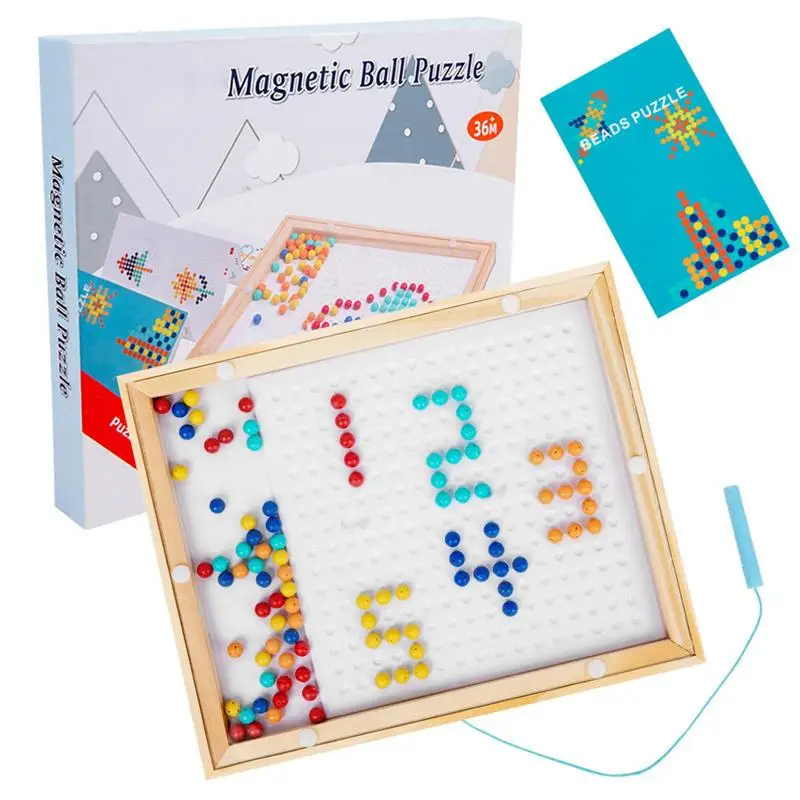 Magnetic Drawing Board for Kids and Toddlers Age 1-6, Doodle Board with  Magnetic Pen and Colorful Beads for Kids, Magnetic Dot Art, Travel Toys for