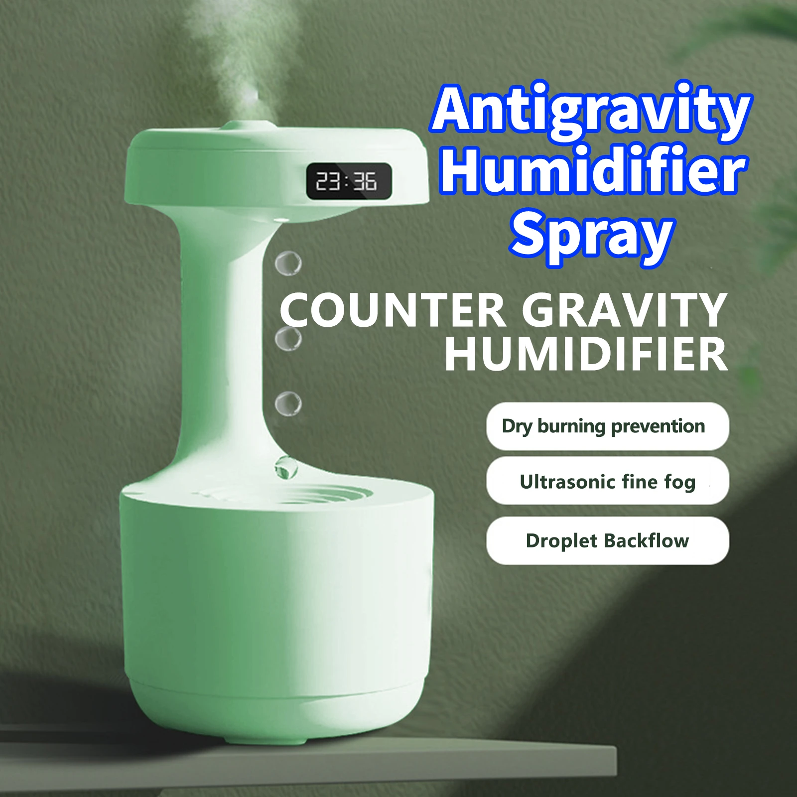 800ml Air Humidifier Home Antigravity Water Droplets Ultrasonic Cool