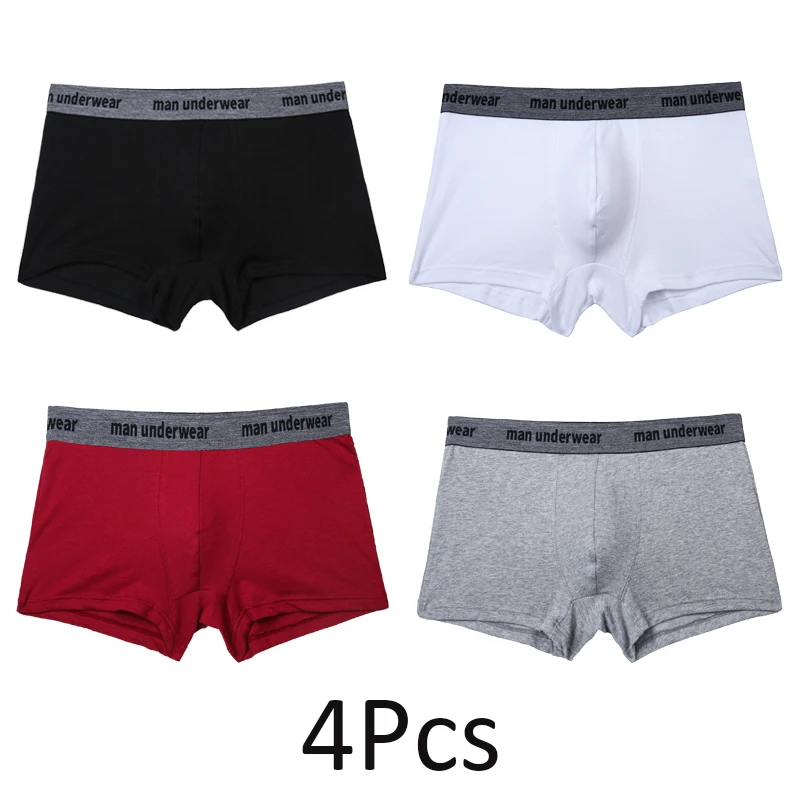 

4Pcs 2023 New Mens Underwear Classical Style Cotton Panties Fashion Underpants Male Solid Color Boxer Shorts Sexy Sleep Briefs