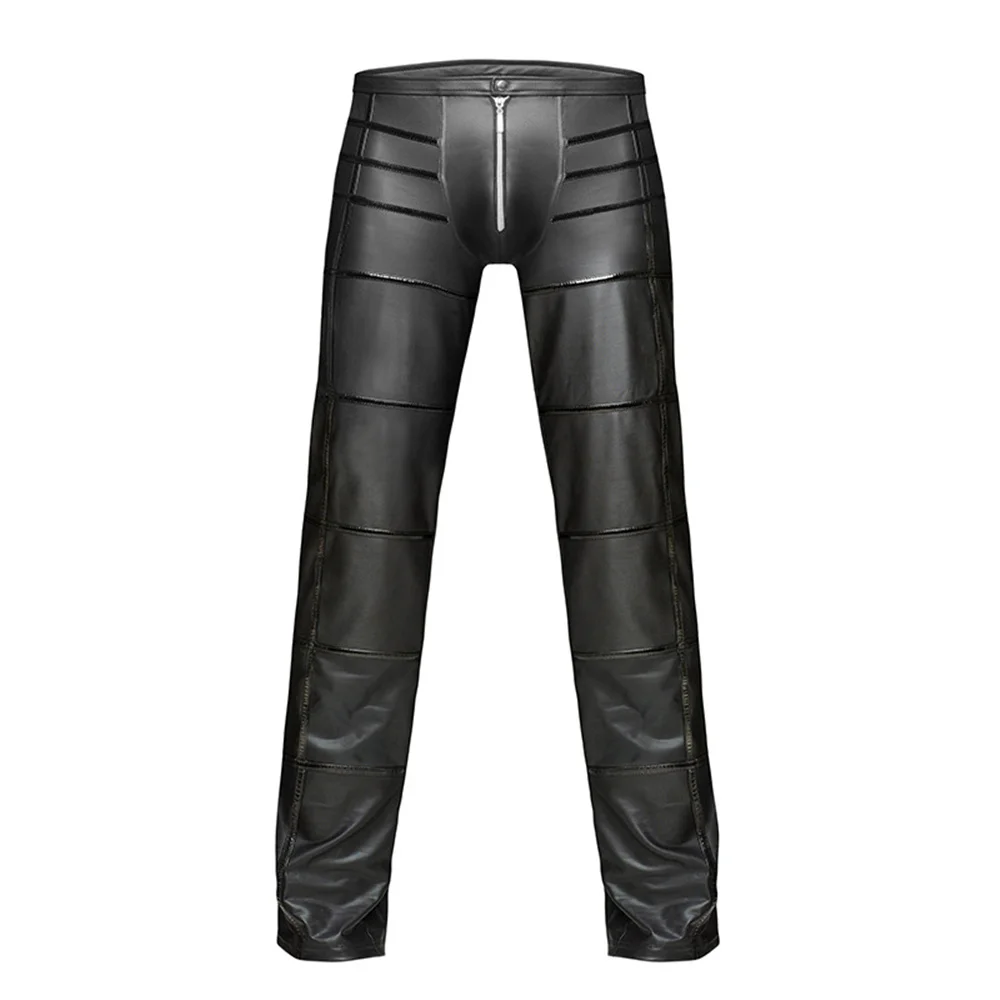 Plus Size Men's Faux Leather Pants Sexy Erotic Lingerie Fetish Hot Legging Nightclub PU Latex Male Tight Trousers