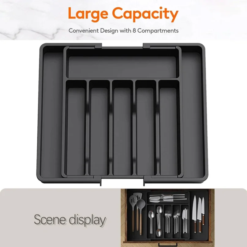 Expandable Utensil Tray Silverware Spoon Organizer Drawer Cover ...