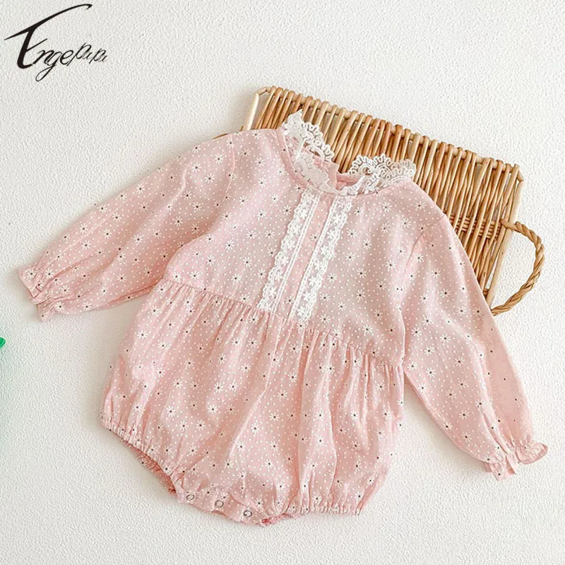 

2023 New Style Baby Girls Flowers Rompers Jumpsuit Spring Autumn Long Sleeves Rompers Playsuit Baby Girls Floral Rompers Clothes