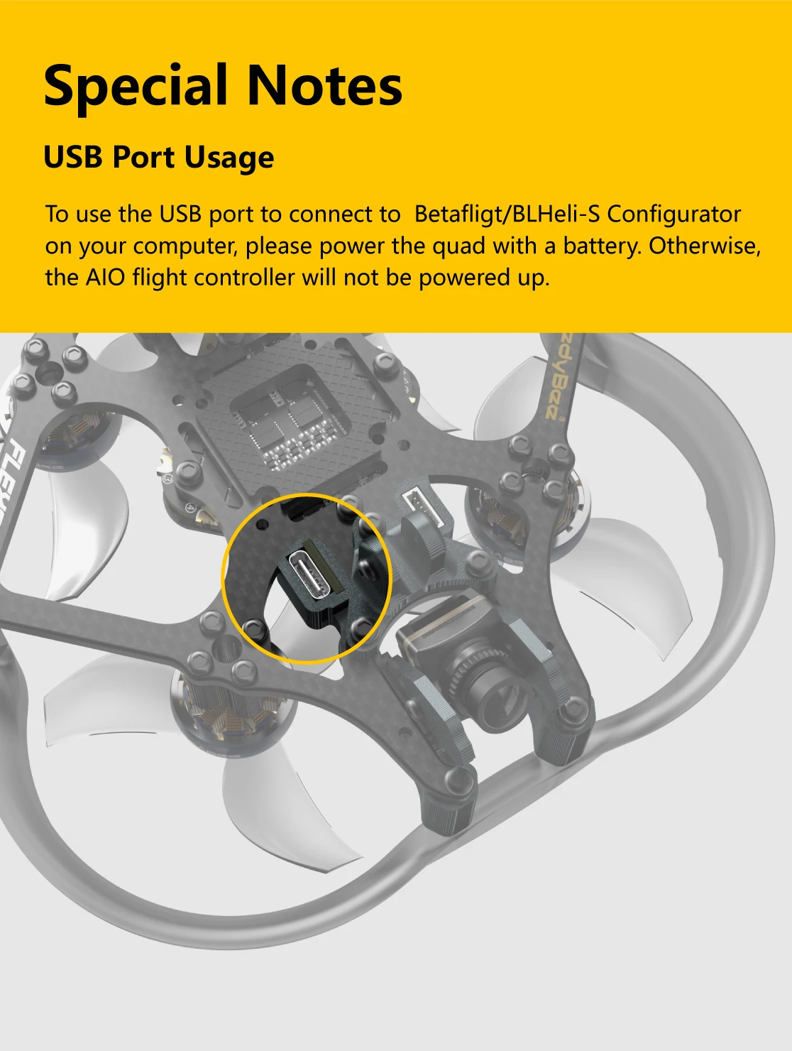 SpeedyBee F745 35A Freestyle FPV, Betafligt/BLHeli-S Configurator will not be powered up 