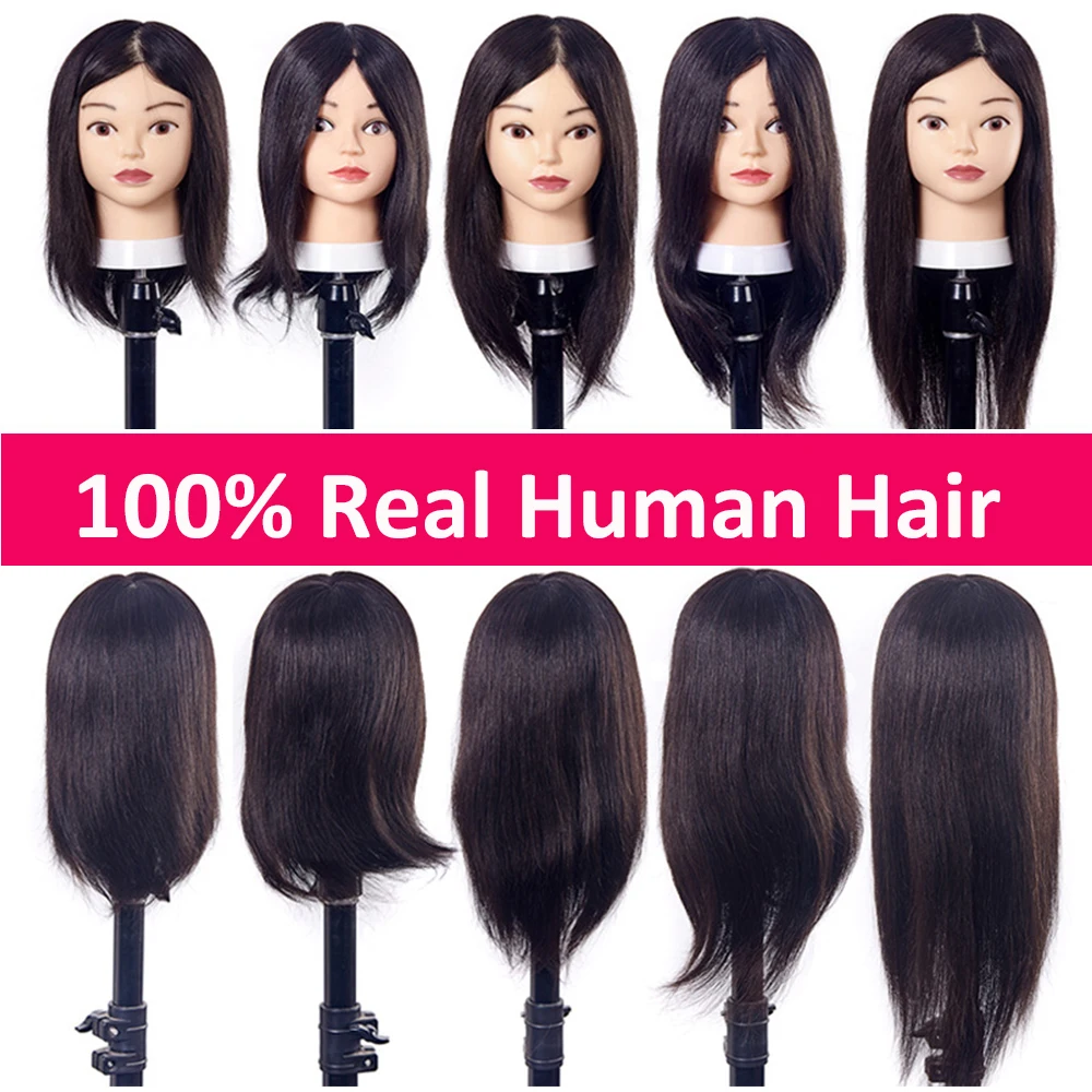 Mannequin Head With Human Hair And Wig Stand Tripod For Beauty School  Braiding Practice Hairdresser Training Manikin Head Tripod