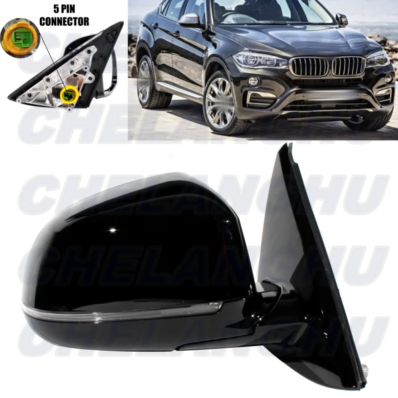

Для BMW X6 F16 2014 2015 2016 2017 2018 правое боковое 5-контактное глянцевое черное окрашенное регулируемое питание памяти складное зеркало в сборе