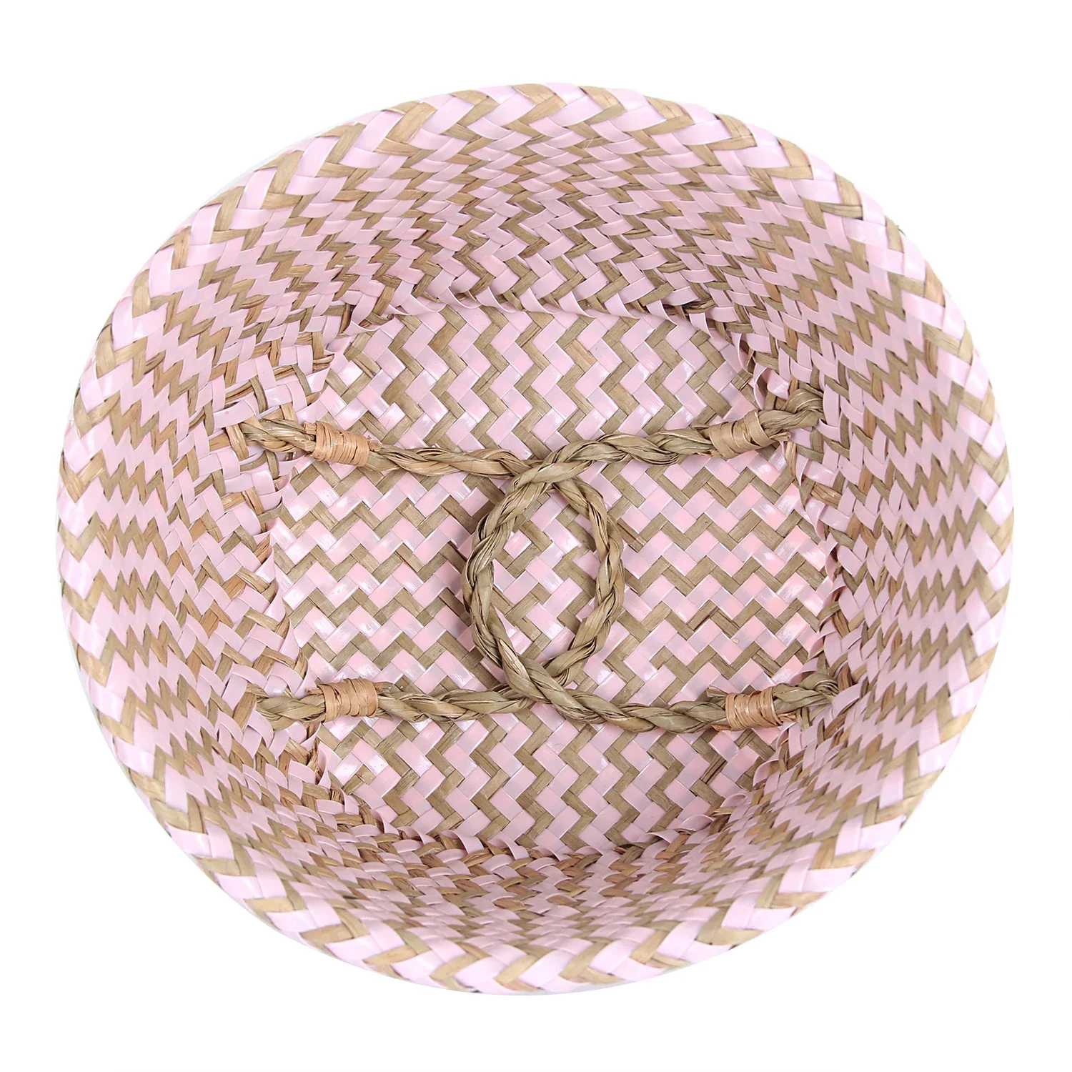 Boho Decor Striped Wicker Storage Baskets Handmade Collapsible Laundry Basket Patchwork Seaweed Flower Belly Garden Flower Pot 2