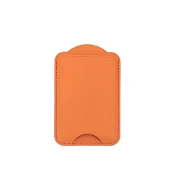 Premium Magnetic Leather Wallet Case with Card Holder (Orange)
