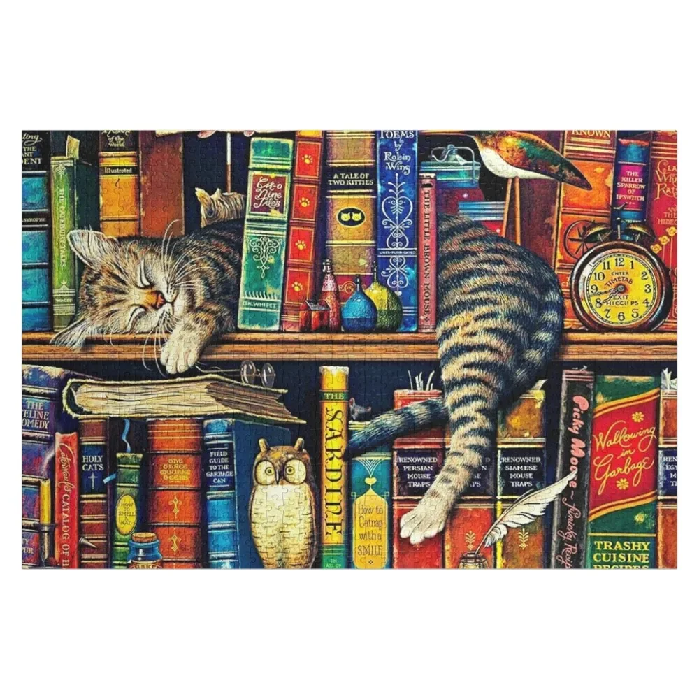 

Cat Sleeping in Bookshelf Jigsaw Puzzle Personalized Toys Picture Wooden Jigsaws For Adults Custom Child Puzzle