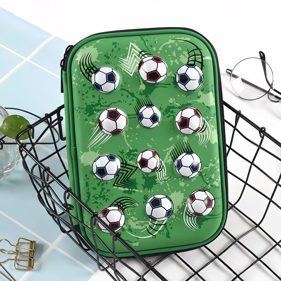 1pc Creative football pattern design pencil case/pencil case, large capacity pencil case, distinctive football pattern, suitable