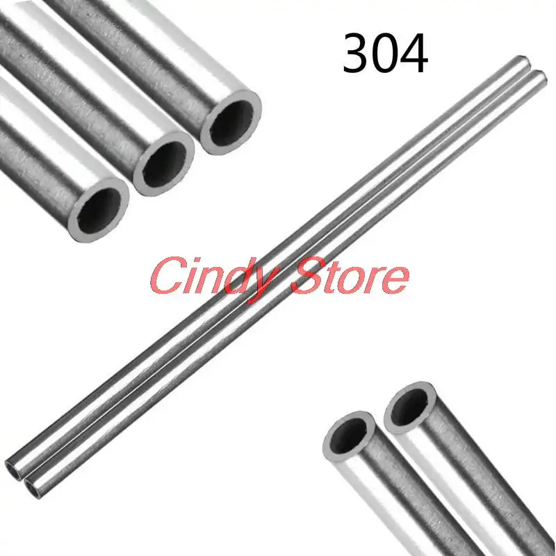 304 Stainless Steel Capillary Tube Pipe OD 3 4 5 6 7 8 10 12 mm Length 250mm Hollow Circular Tube Silver Round