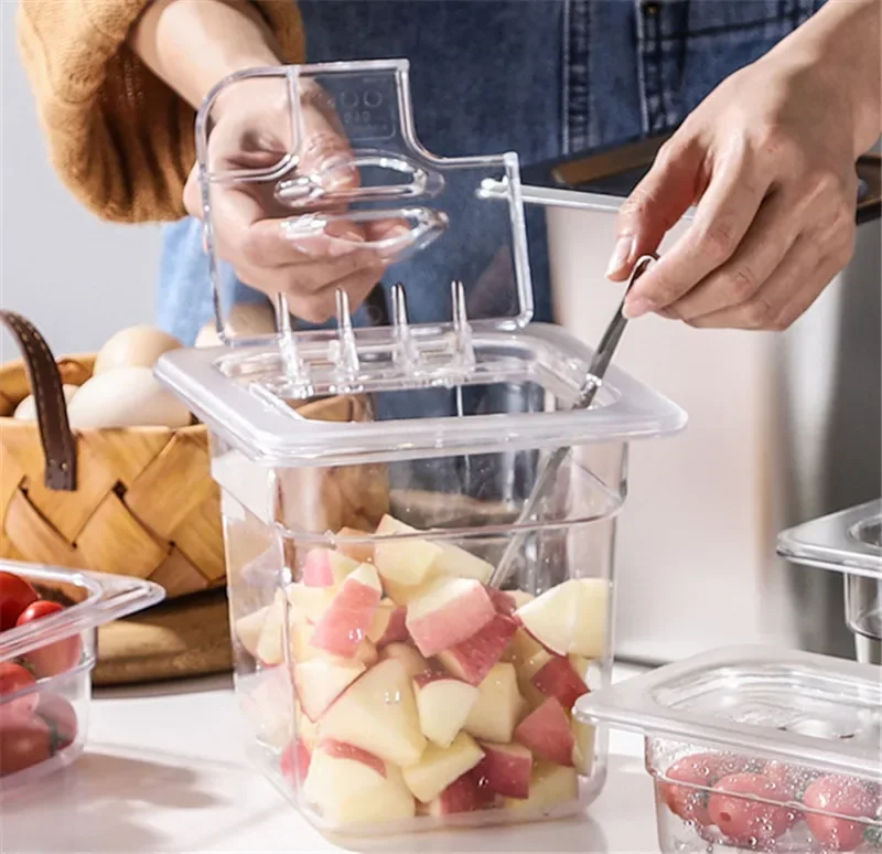 1/6 1/9 GN tray acrylic box with lid cover transparent fruit Desserts nut jam seasoning box milk tea shop storage jars and lids 5