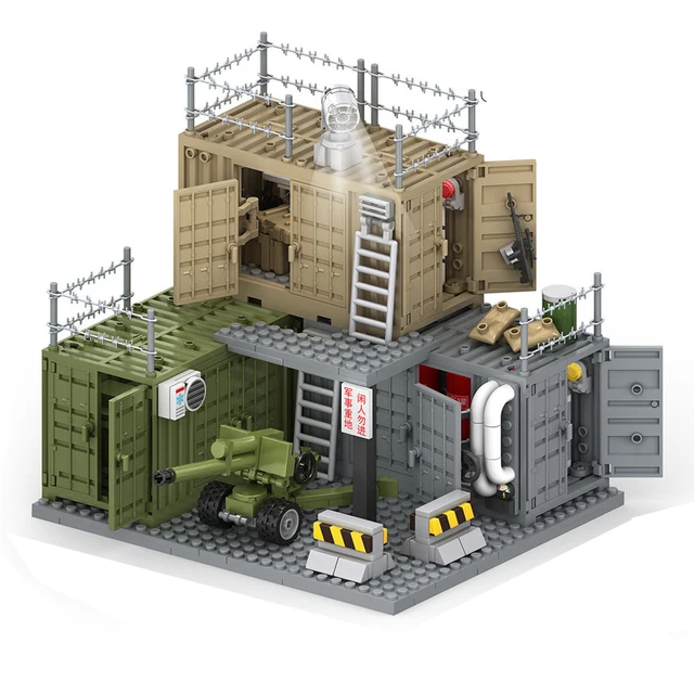2024 World War 2 WW2 Army Military Soldiers SWAT Container Weapon Cannon Base Model Building Blocks Bricks Children's Toys Gift 1