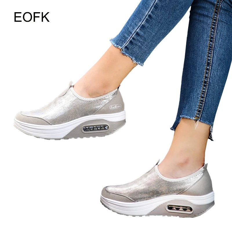 EOFK Shoes Woman Loafers Shallow Office Comfortable Moccasins Women Flats Platform Sneakers Slip On Ride Shoes zapatilas Mujer