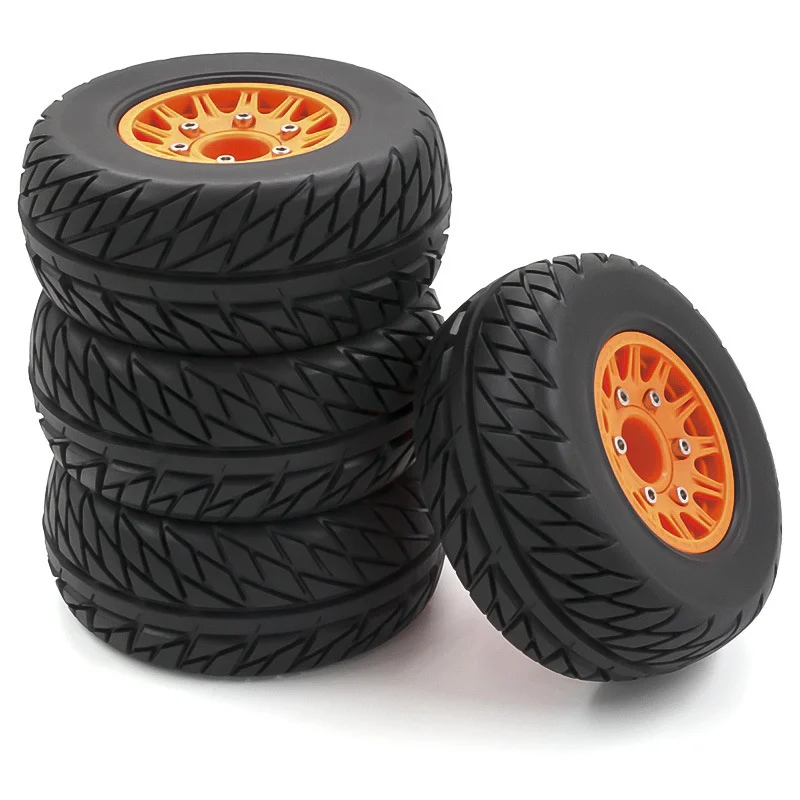 

TBSCRC RC Car Rubber Tires & Wheels Rims 12mm 14mm 17mm Hex Hub for 1/10 Short truck off-road Tyre(4-PCS)