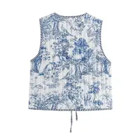 Quilted Lace Up Print Woman Vest Vintage 2024 Autumn Winter Fashion Female ladies retro national style Tops girls Outwear - Image 5