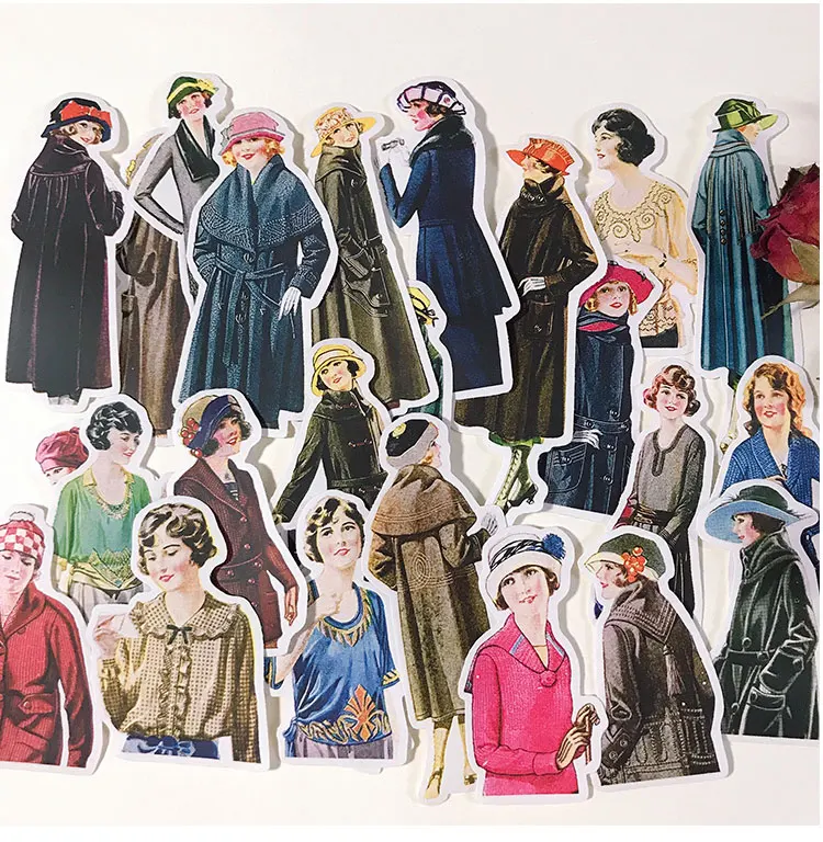 Stickers 25pcs Light Retro Salt Hand Account Material Stickers Vintage European Girls Noble Characters Kids Toys Waterproof