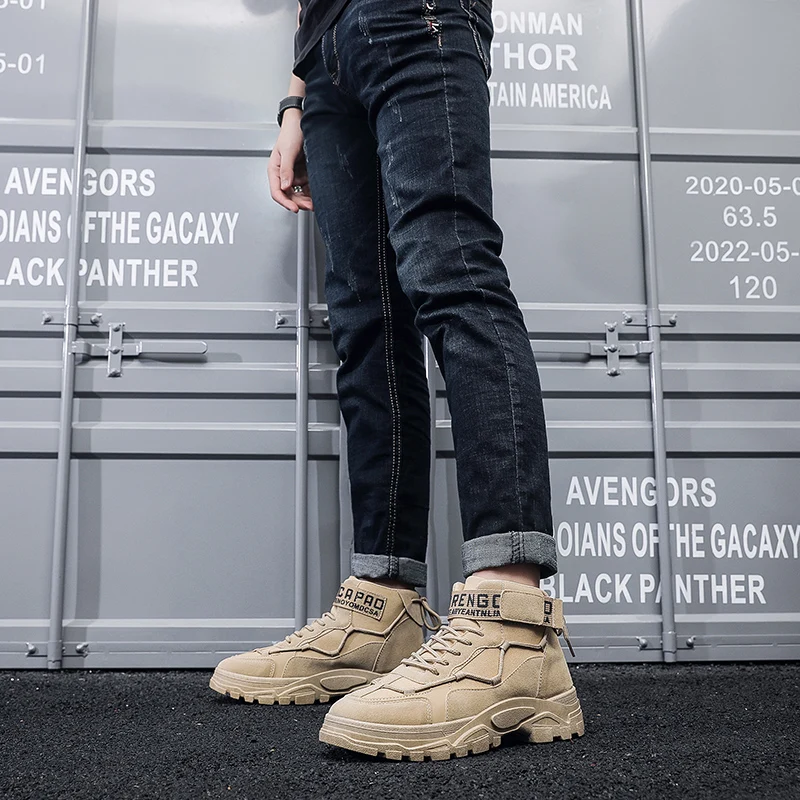 Men's Boots Fashion Platform Ankle Boots Outdoor Light Hiking Boots For Men Non-slip Desert Military Boot 2024 Winter Mens Shoes - 4