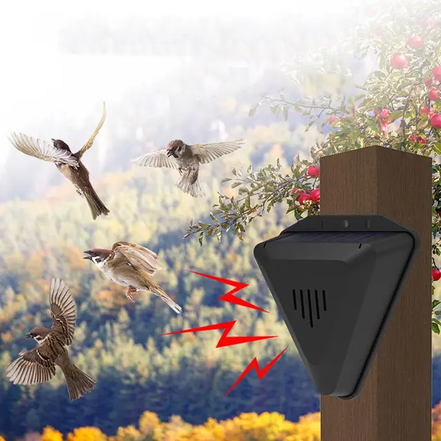 Napelemes Madárriapító Ultrahangos Hangjelző Rágcsálók Napelem Sziréna Biztonsági Riasztó Detektor Gazdaságokhoz Gyümölcsösök Mezői Kertek Tavak - Image 2