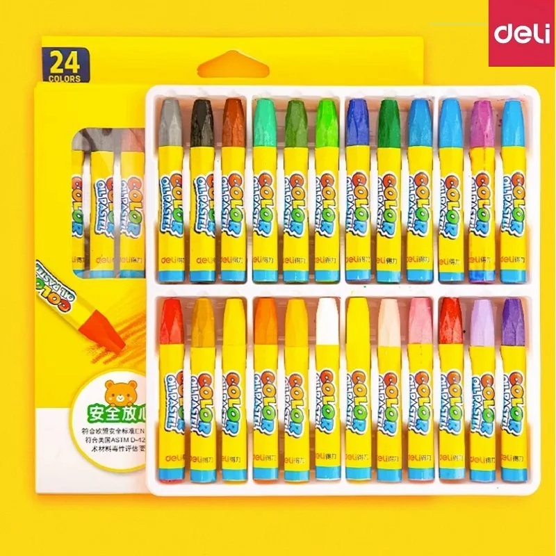 Deli Oil Painting Stick 12/18/24/36 Color Crayon 오일파스텔 Pastel Children Professional Drawing Graffiti Safe And Non-toxic Washable oil pastels artist pastel sticks