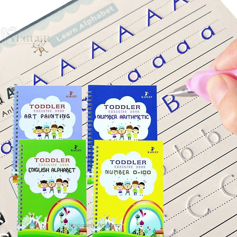 

Reusable Learning Drawing English Copybook Spanish 3D Calligraphy Math Book Numbers 0-100 Education for Kids Letter Toy Gifts