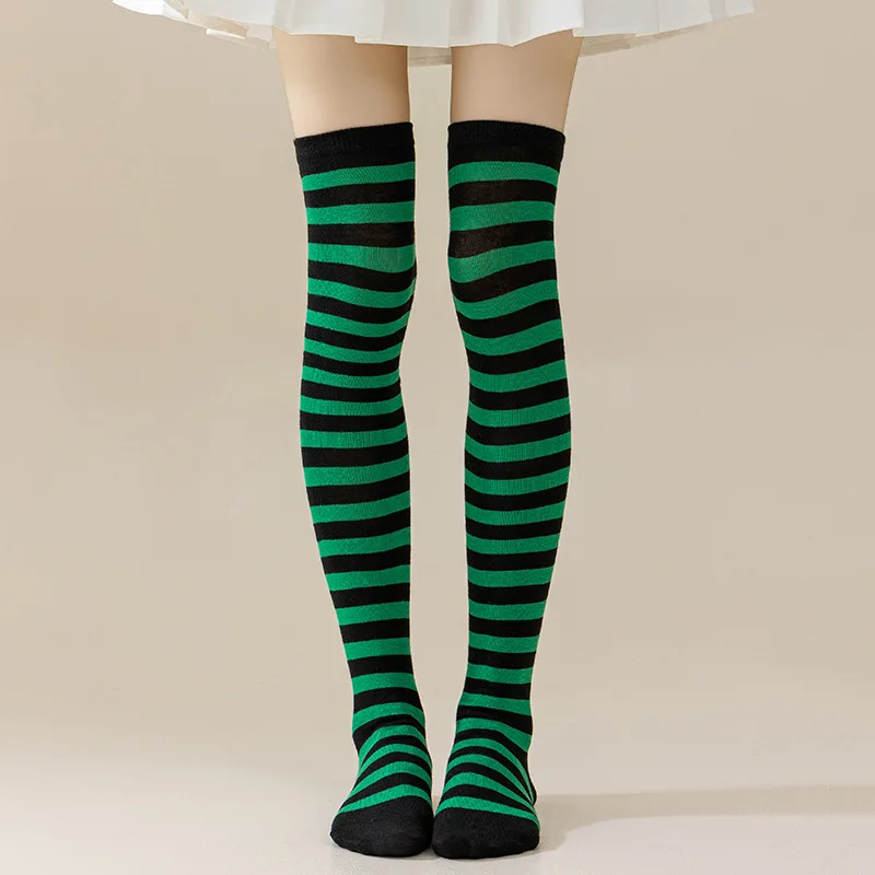 Herbst Winter Farbe Gestreiften Strümpfe Japanischen Über Knie Socken Mode Frauen Warm Halten Sexy Dünne Lange Socken Gestreiften Strumpfwaren – Detail 10