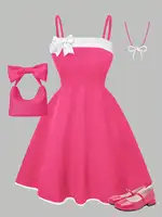 Tenue d'été pour filles; robe d'été à nœud pour enfants; robe moyenne et grande pour filles pour fêtes, plein air, voyages 3