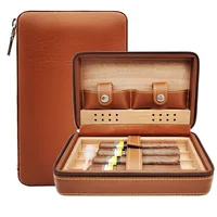 Boîte à cigares de voyage en cuir 93.Wood Cutter, humidificateur, étui à cigares, stockage d'accessoires pour fumeurs, sans cutter, briquet, 512 unités, 4 pièces 1