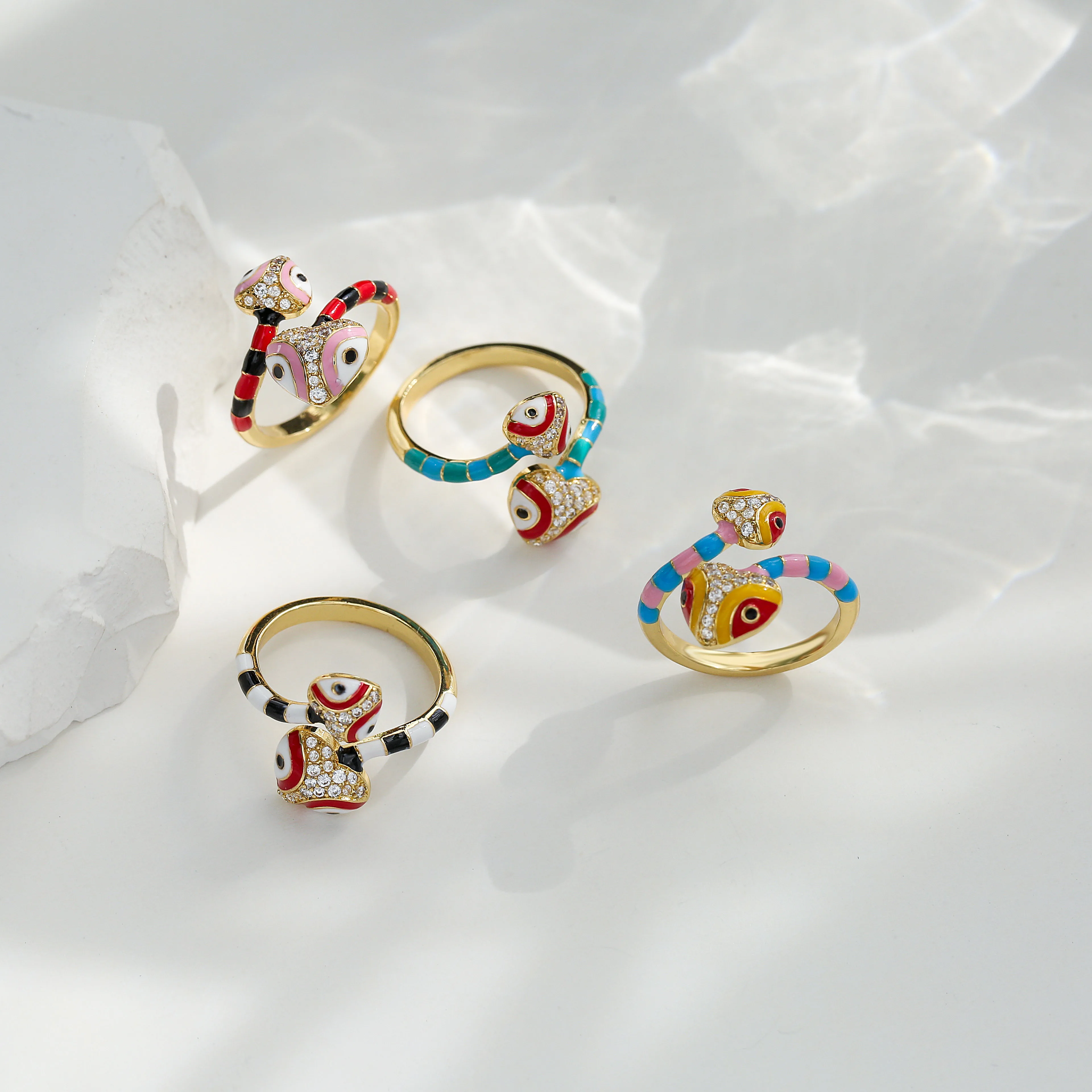 bague serpent réglable en forme de cœur, anneau de doigt féminin de taille ouverte en CZ, bijoux de fête pour femmes