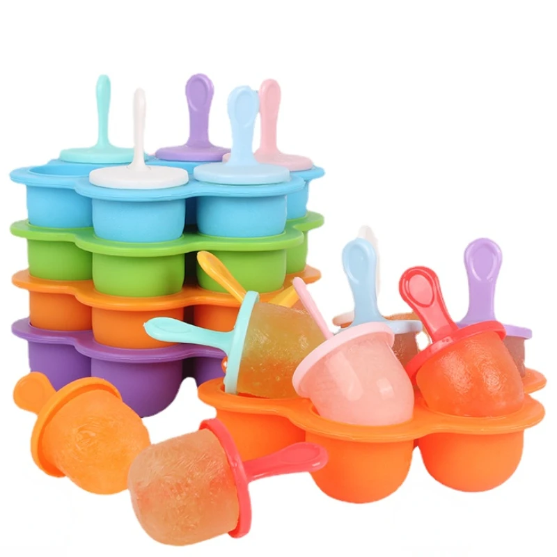 Ice Cream Ice Pops Mold Food Grade Silicone Popsicle Mould Icemaker Baby DIY Food Supplement Tools Fruit Shake Accessories