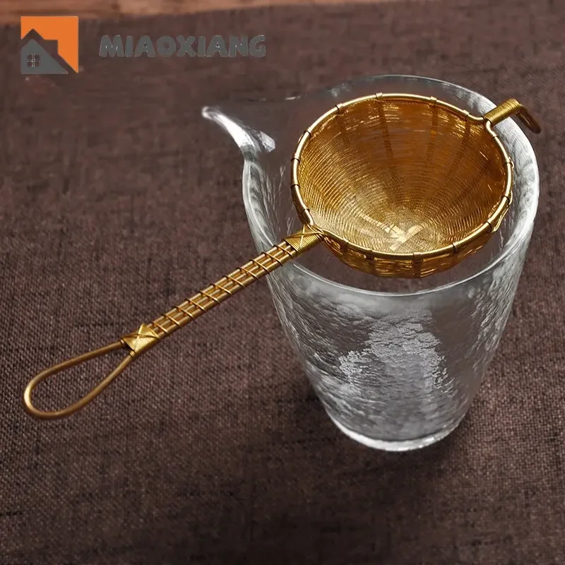 

Chinese Traditional All Hand Woven Brass Tea Hourglass Pure Copper Woven Funnel Tea Filter Screen Gold Mesh Coffee Filter Screen