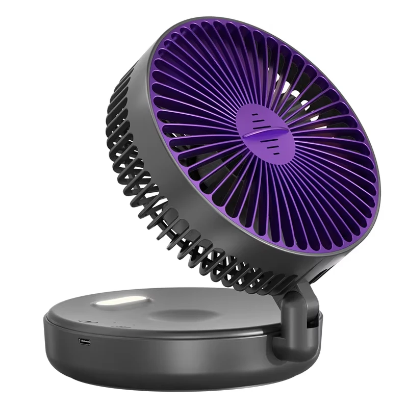 5000mAh Foldable Desk Fan Rechargeable Portable Wall Mounted Quiet High Speed Air Circulation Fan Glow in the Dark Design 1