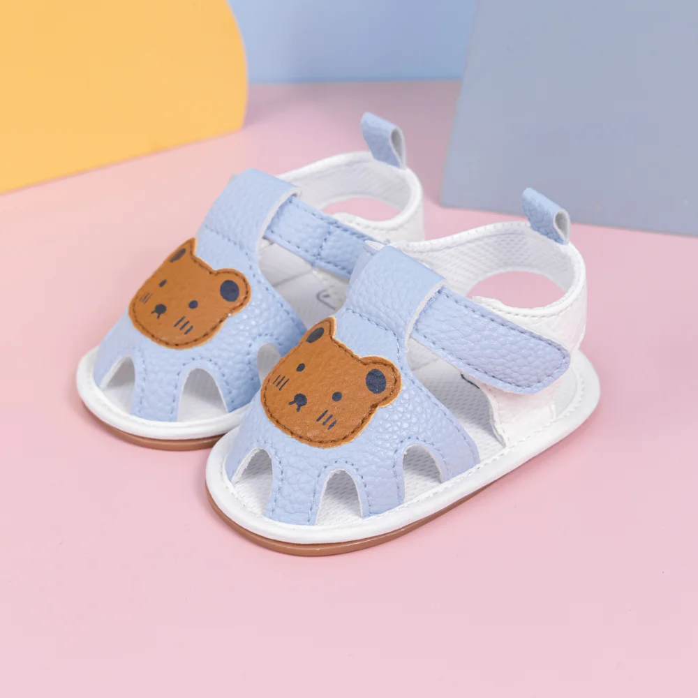 Summer Baby Toddler Shoes 0-18 Months Baby Soft Bottom Non-slip Head Wrapped Anti-collision Hundred Sandals Classic Bear Shoes 3