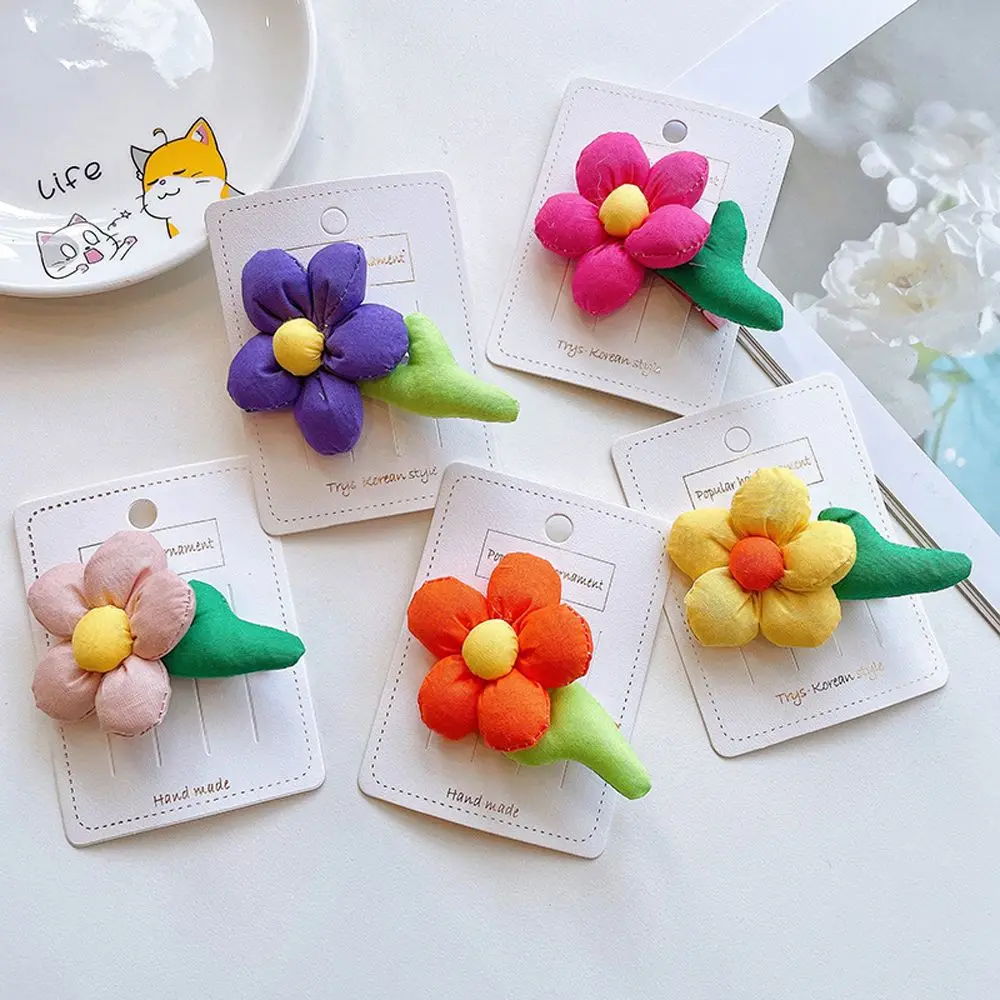 

Sweet Spring Lovely Candy Color Cotton Three-Dimensional Kids Headwear Korean Style Hair Clip Flower Children's Hairpin