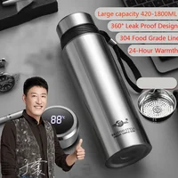 Large Capacity Thermos Bottle 1 Litre Business Insulated Vacuum Flask Tumbler Travel Portable Thermal Bottles Cup 1500/1800ml