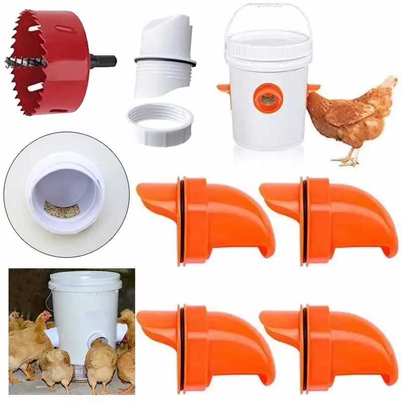 thumbnail image 2 of Chicken Feeder No Waste No-Waste Chicken Feeder Kit - 4 Port DIY 2 of 9