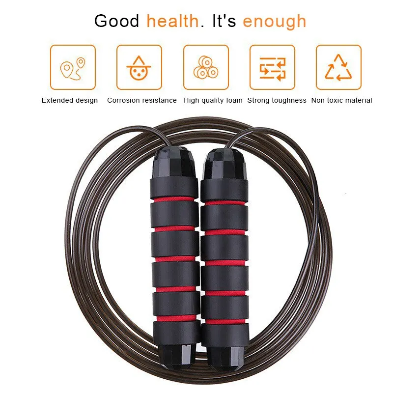 Jump Rope Tangle-Free Rapid Speed Cable with Ball Bearings Steel Skipping Gym Exercise Slim Body jump rope