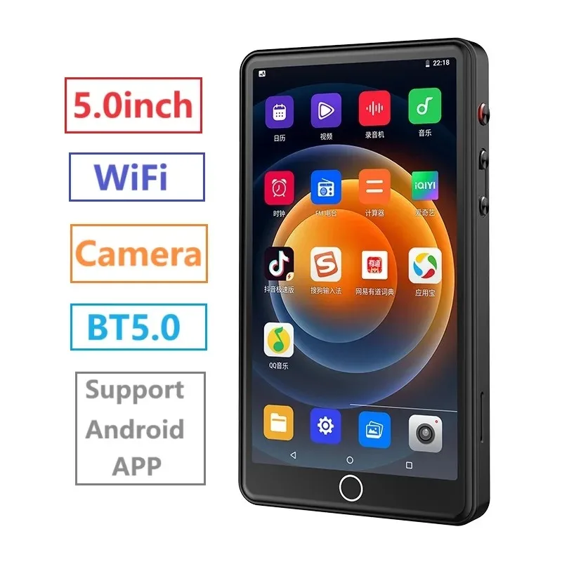 Mahdi MP4 Player With Camera Bluetooth Wifi Android 16gb Touch Screen Hifi Music MP3 Player TF Card Recorder Video Speaker