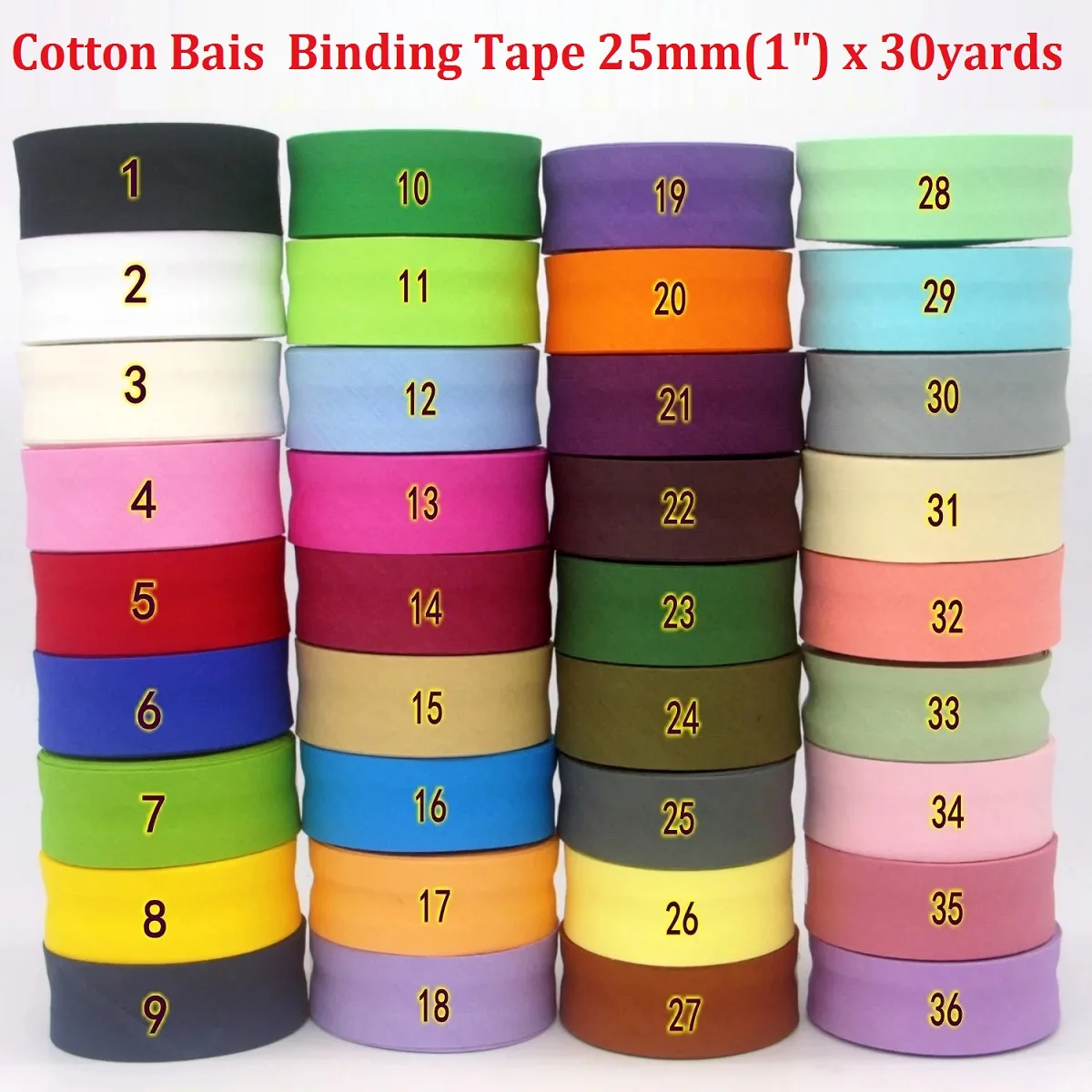 

25mm (1") x 30yards Backside Ironed Single Folded Cotton Bias Bindind Tape For Garment Craft Sewing Cloth Accessories Diy