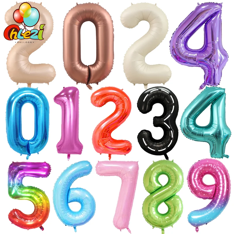 40Inch Big Foil Birthday Balloons Helium Number Balloon 0-9 Happy Birthday Wedding Party Decorations Shower Large Figures Globos