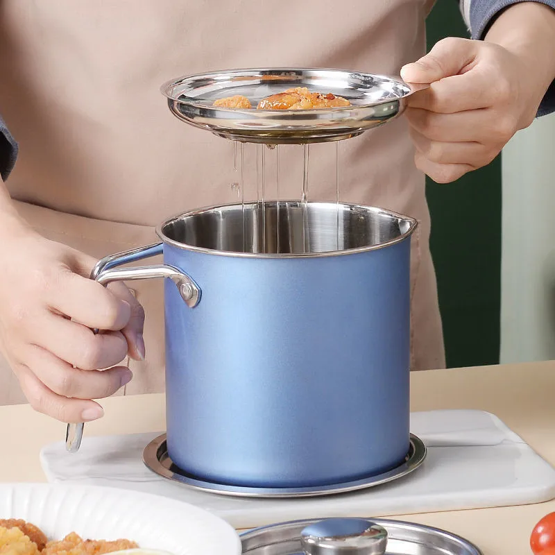 Filtro Olio In Acciaio Inox 304 Da 1,5L - Set Completo Con Rete E Coperchio Per Cucina - Foto 5