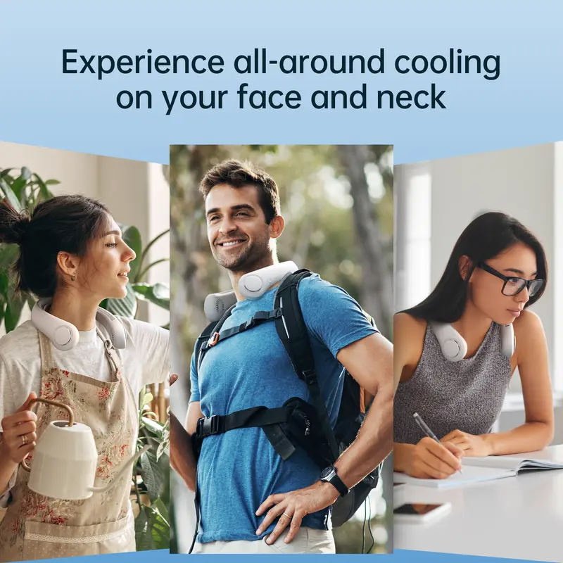 JISULIFE Portable Neck Fan Upgraded, 5000mAh Battery, Necksupport, 5 Speeds Gears Adjustment, Outdoor Wearable Hands-Free Fan - Image 3