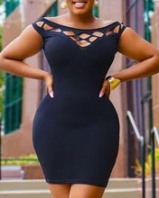 

Sexy Backless Black Short Sleeve Tight Dresses Women 2021 Summer Fashion New Sexy Hollowed Out Evening Party Mini Dress