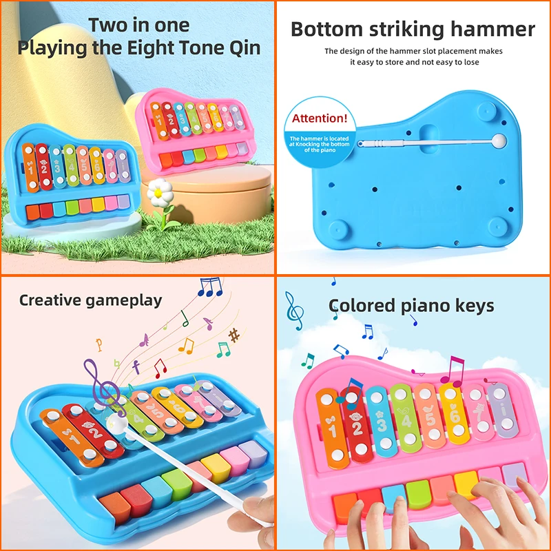 Montessori Educational Children's Xylophone Musical Instruments Toys Parish 8-Tone Piano Baby Percussion Game For 0-3 Years Old 4