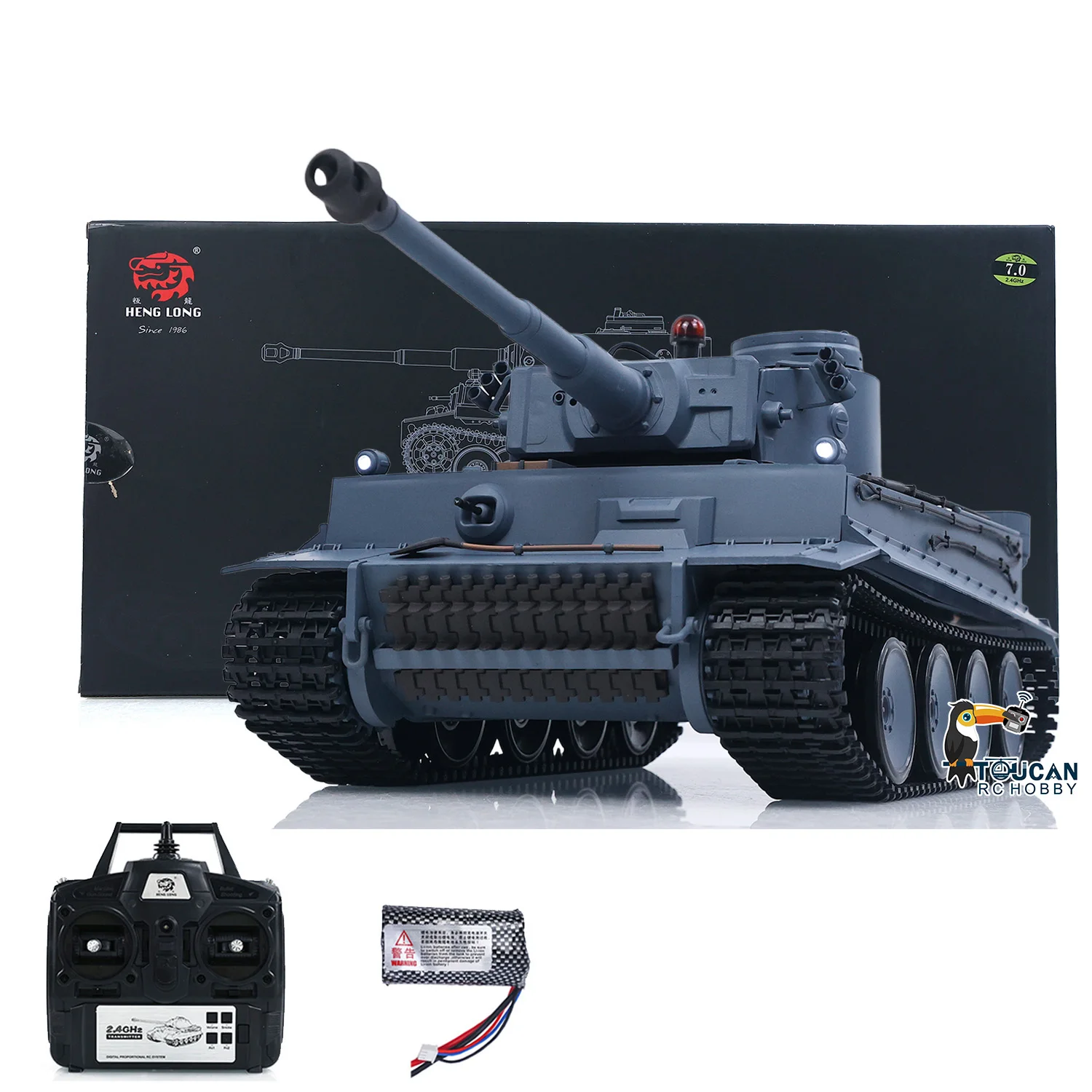 2.4Ghz 헝롱 1/16 7.0 플라스틱 타이거 I RTR 무선 조종 탱크 3818 (360도 회전 기능 포함) 선물 °   터렛 모델 TH17235