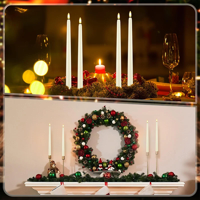 120 Candele Coniche A LED Senza Fiamma – 28 Cm, Avorio, Con 10 Telecomandi, Timer, Tremolanti, Per Matrimoni, Halloween, Natale
