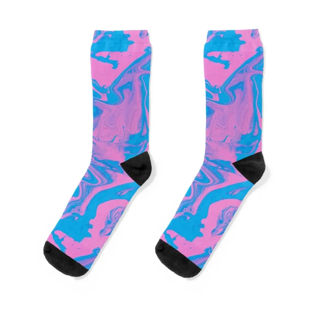 

Cotton Candy Pink & Blue Liquid Marble Socks Run Lots Argentina Socks For Man Women's